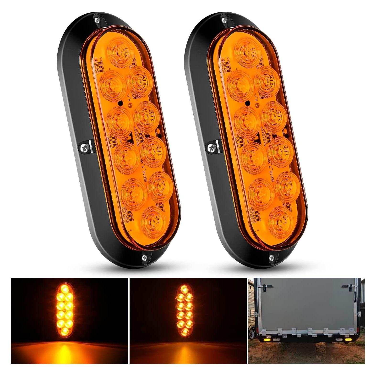 Luces LED Traseras Ovaladas Nilight 6" Ámbar 2 Pcs Impermeables