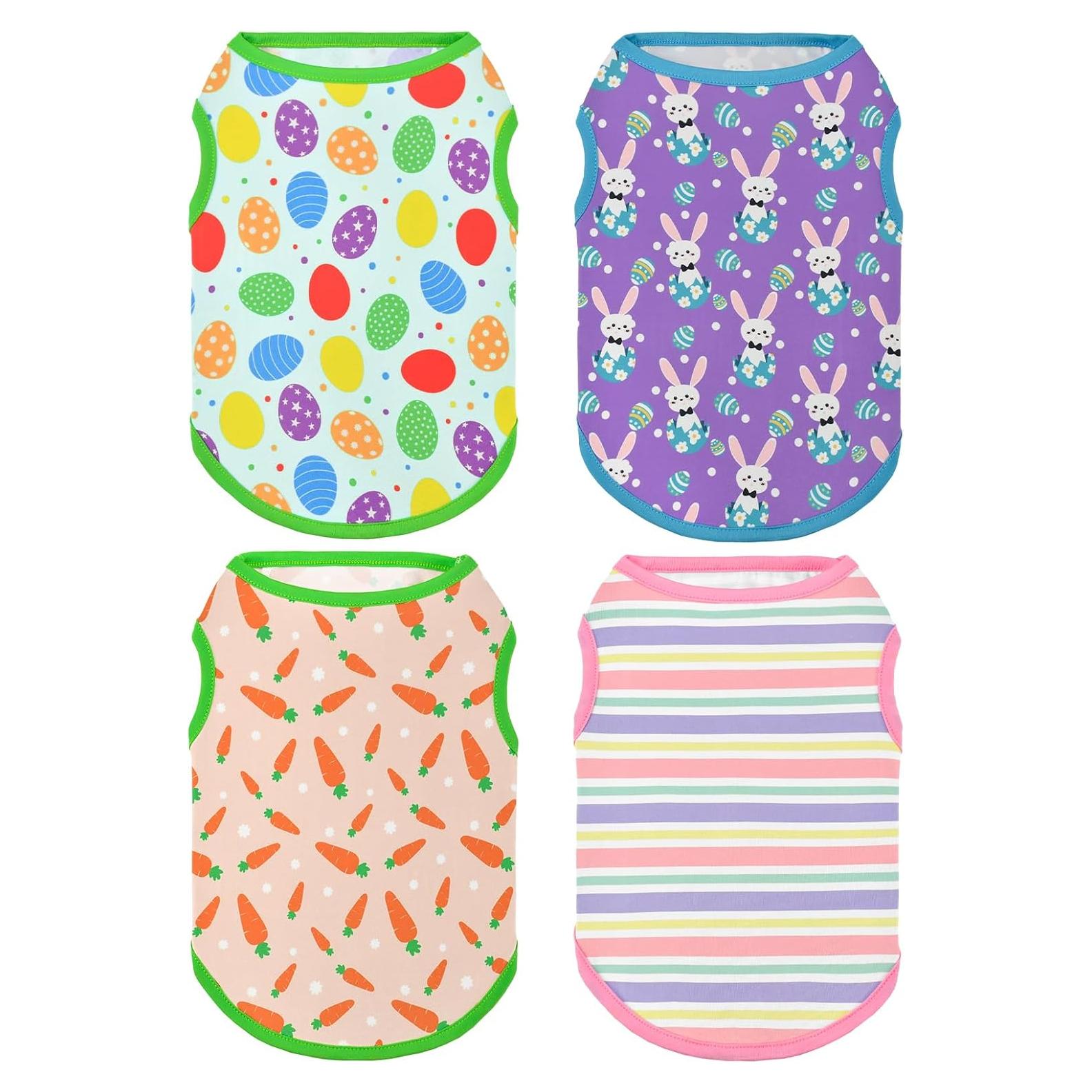 Camisetas de Perro Vehomy 4-Pack Pascua Conejo y Huevos L