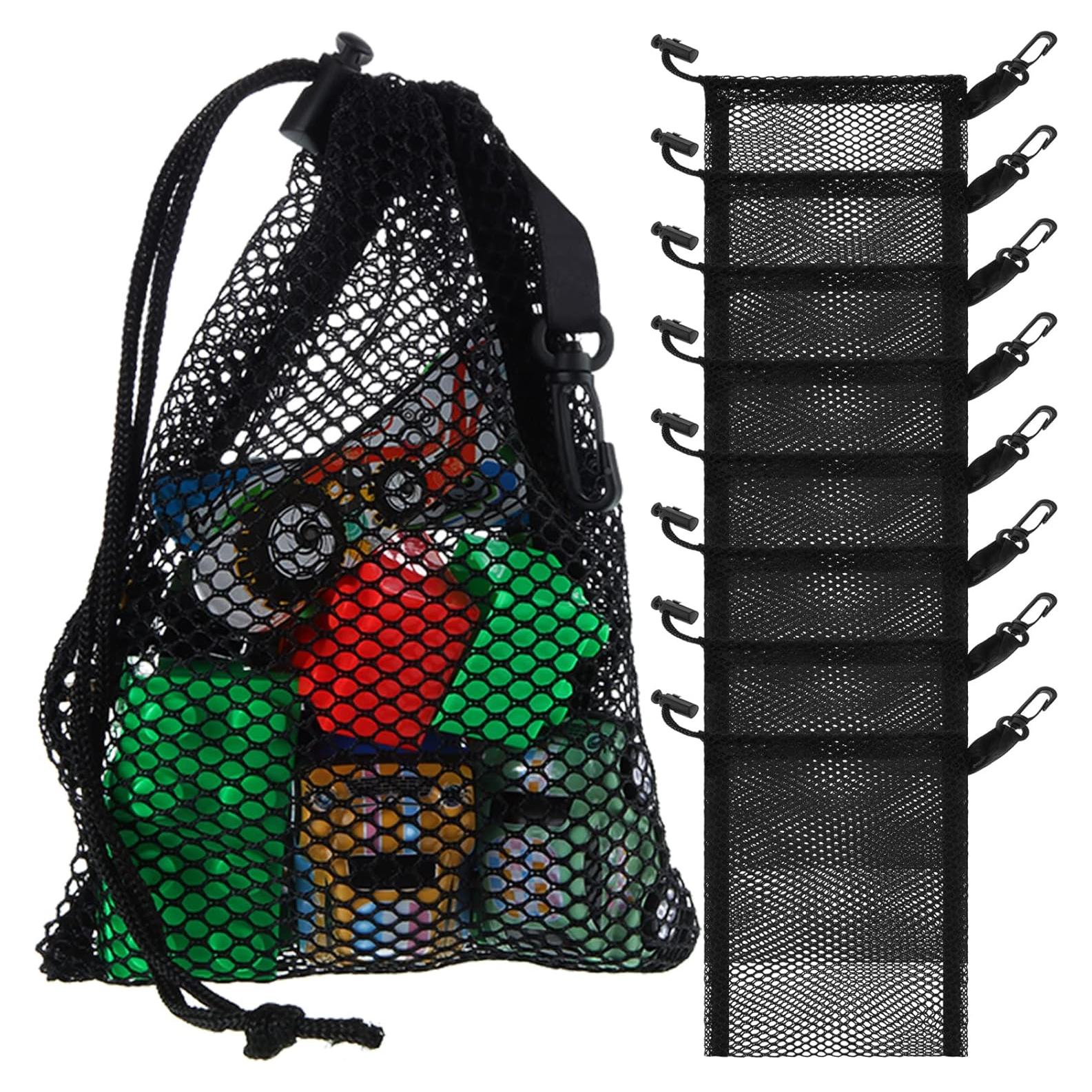 8 Bolsas de Malla Negras Shappy con Cuerda y Clips 33x40cm