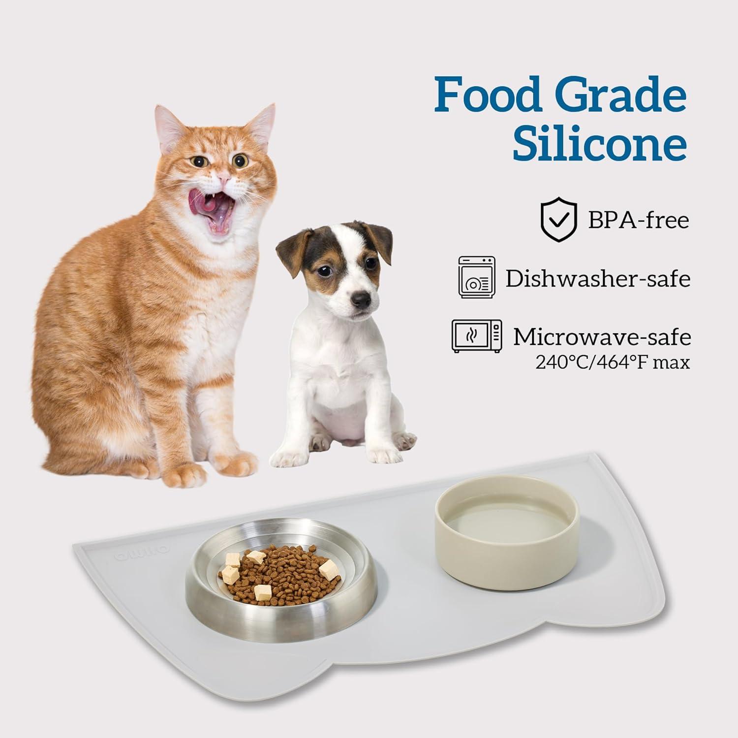Alfombrilla de Comida para Gato y Perro OHMO Gris 45.72x25.4cm