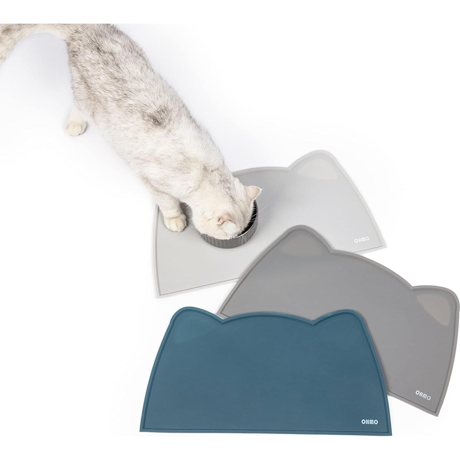 Alfombrilla de Comida para Gato y Perro OHMO Gris 45.72x25.4cm