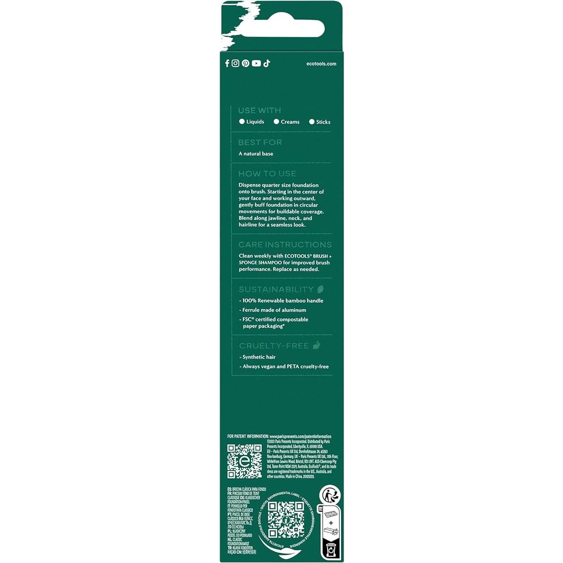 Brocha de Fundación EcoTools Clásica - Cerdas Sintéticas 1 Unidad