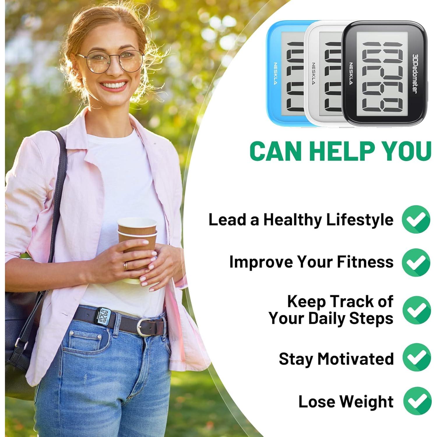 Podómetro 3D NESKLA 838 con pantalla LCD y clip removible