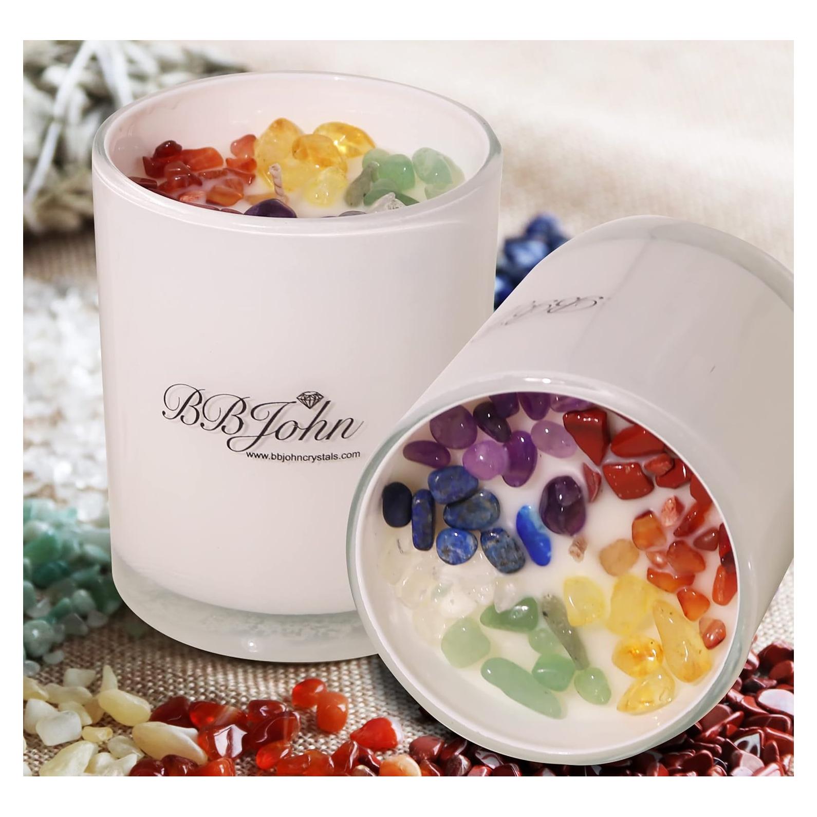 Vela de Cristal 7 Chakras BBJohn - Cera de Soja Natural 160g