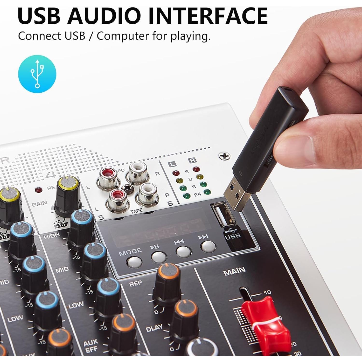 Mezclador de Audio 6 Canales Bluetooth USB 48V para DJ