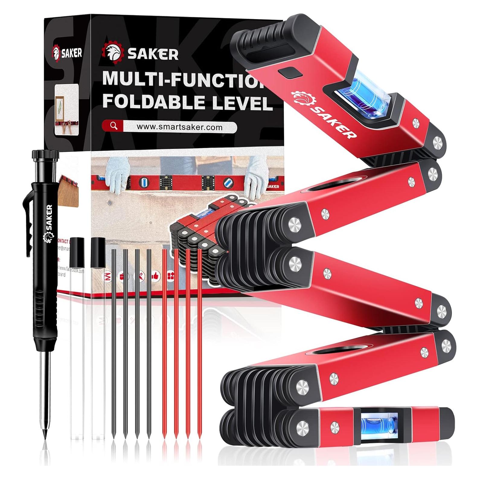 Juego de Nivel Plegable Saker + Lápiz Profundo + Aluminio