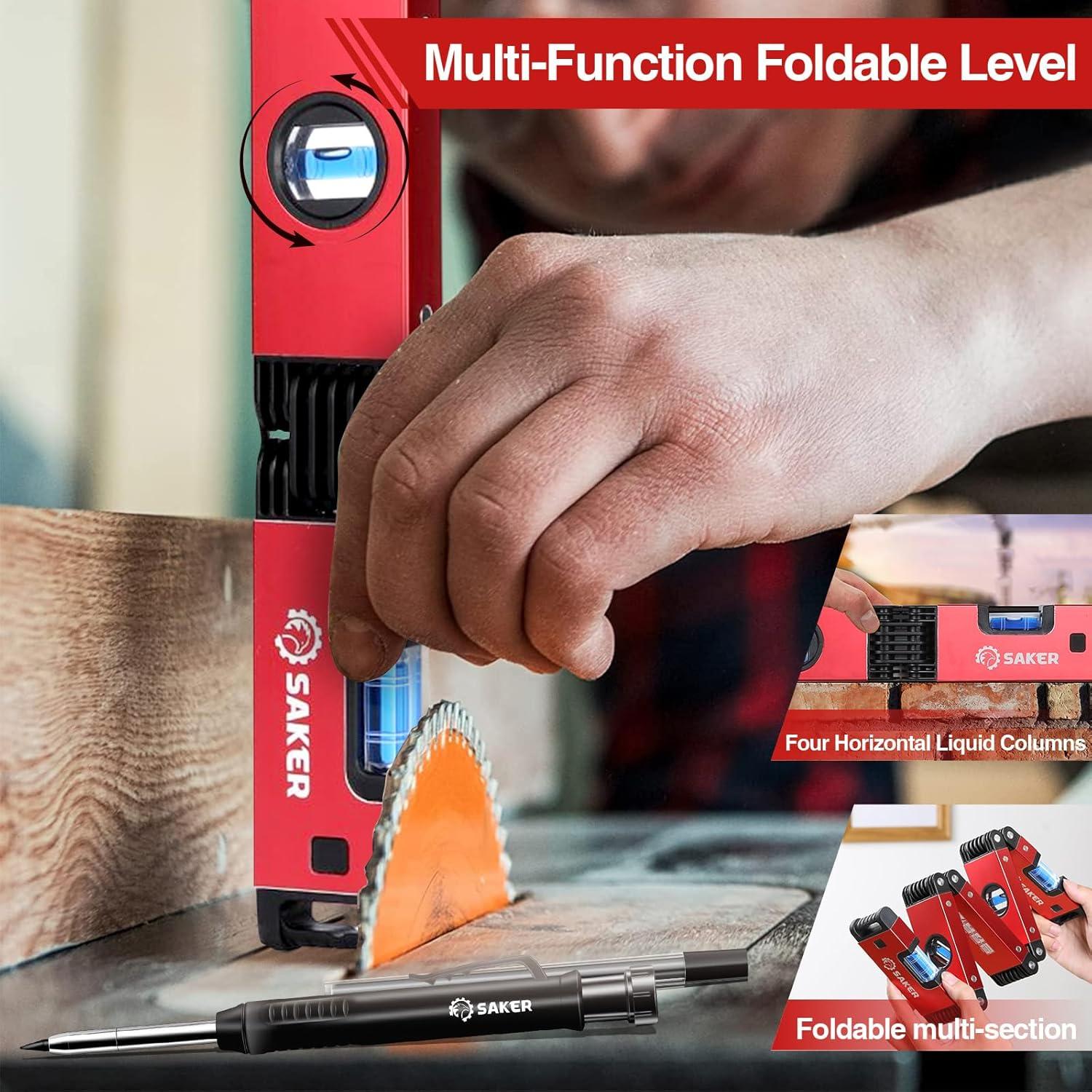 Juego de Nivel Plegable Saker + Lápiz Profundo + Aluminio