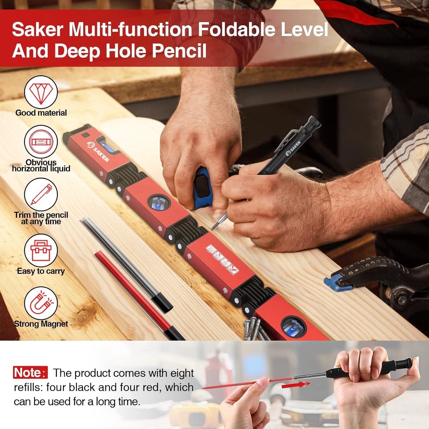 Juego de Nivel Plegable Saker + Lápiz Profundo + Aluminio