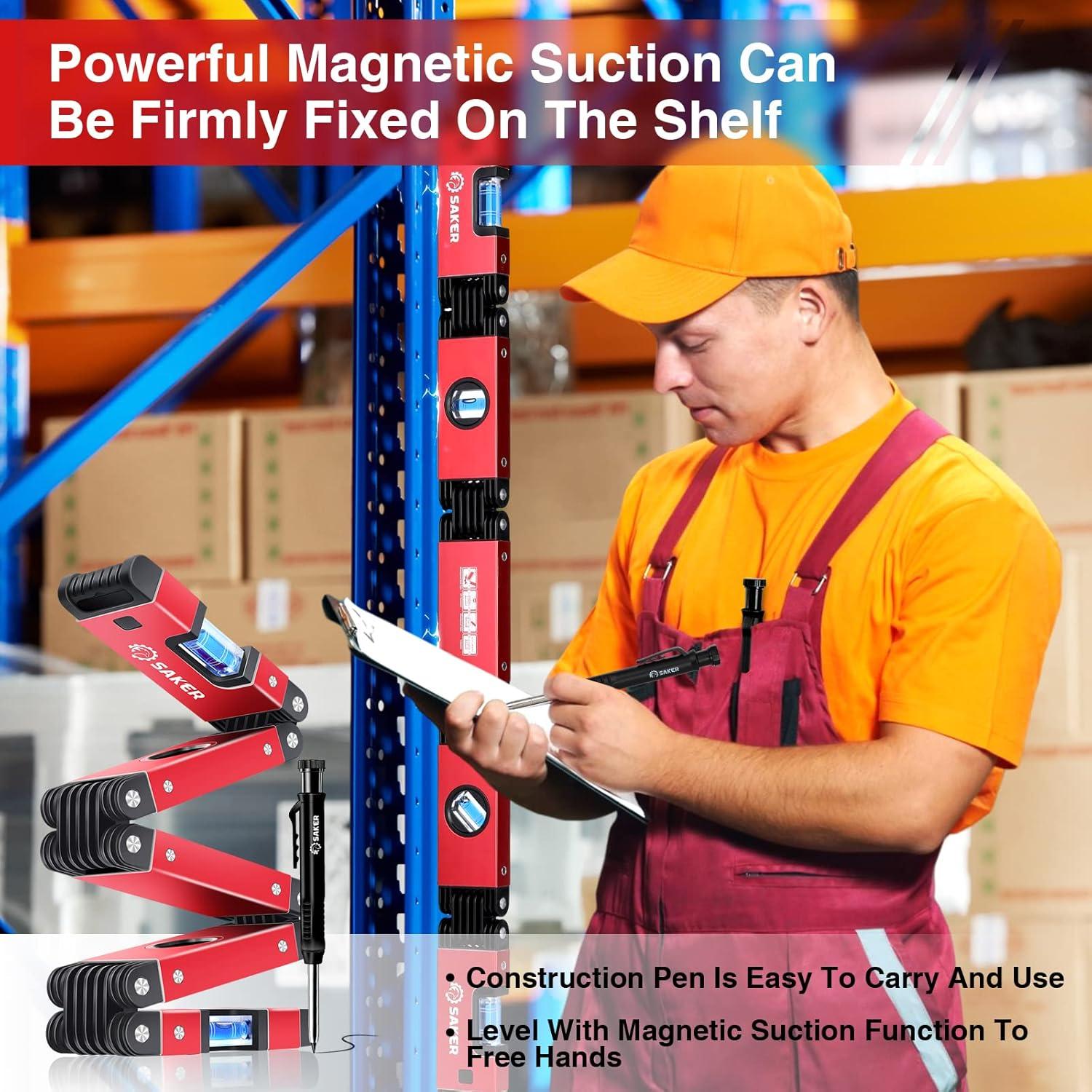 Juego de Nivel Plegable Saker + Lápiz Profundo + Aluminio