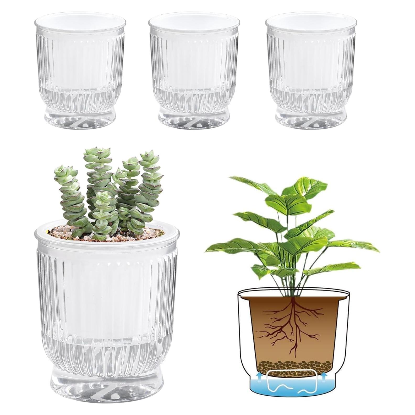 Maceta Autorriego T4U 10.8 cm Transparente Paquete de 4
