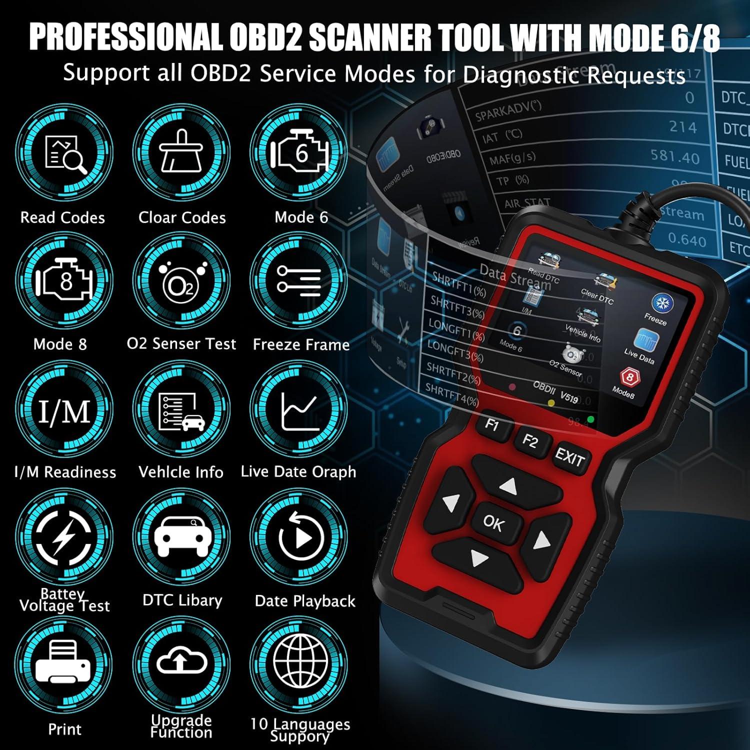 Escáner OBD2 WEJOWE BT201 con 35901 DTCs y funciones avanzadas