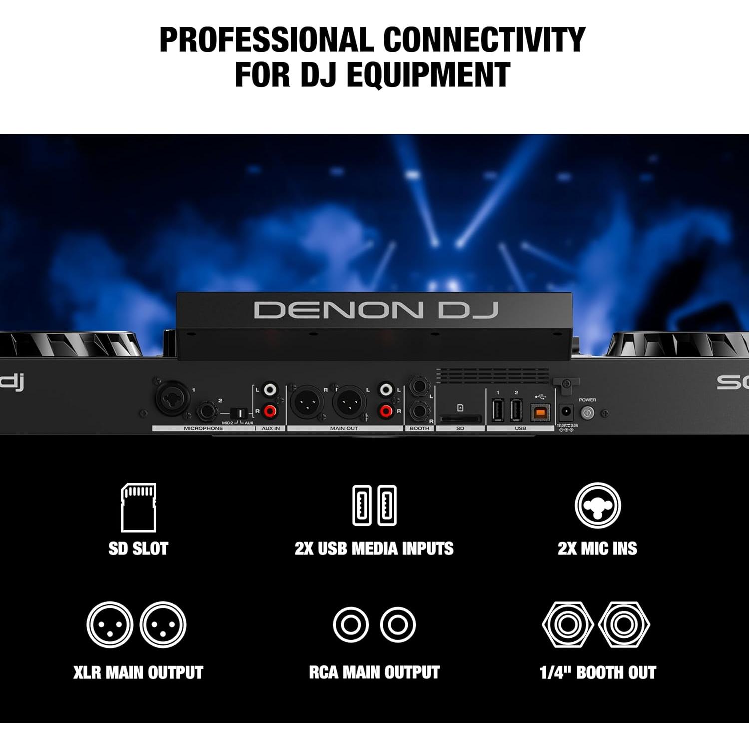 Controlador DJ Denon SC LIVE 4 con altavoces y Wi-Fi