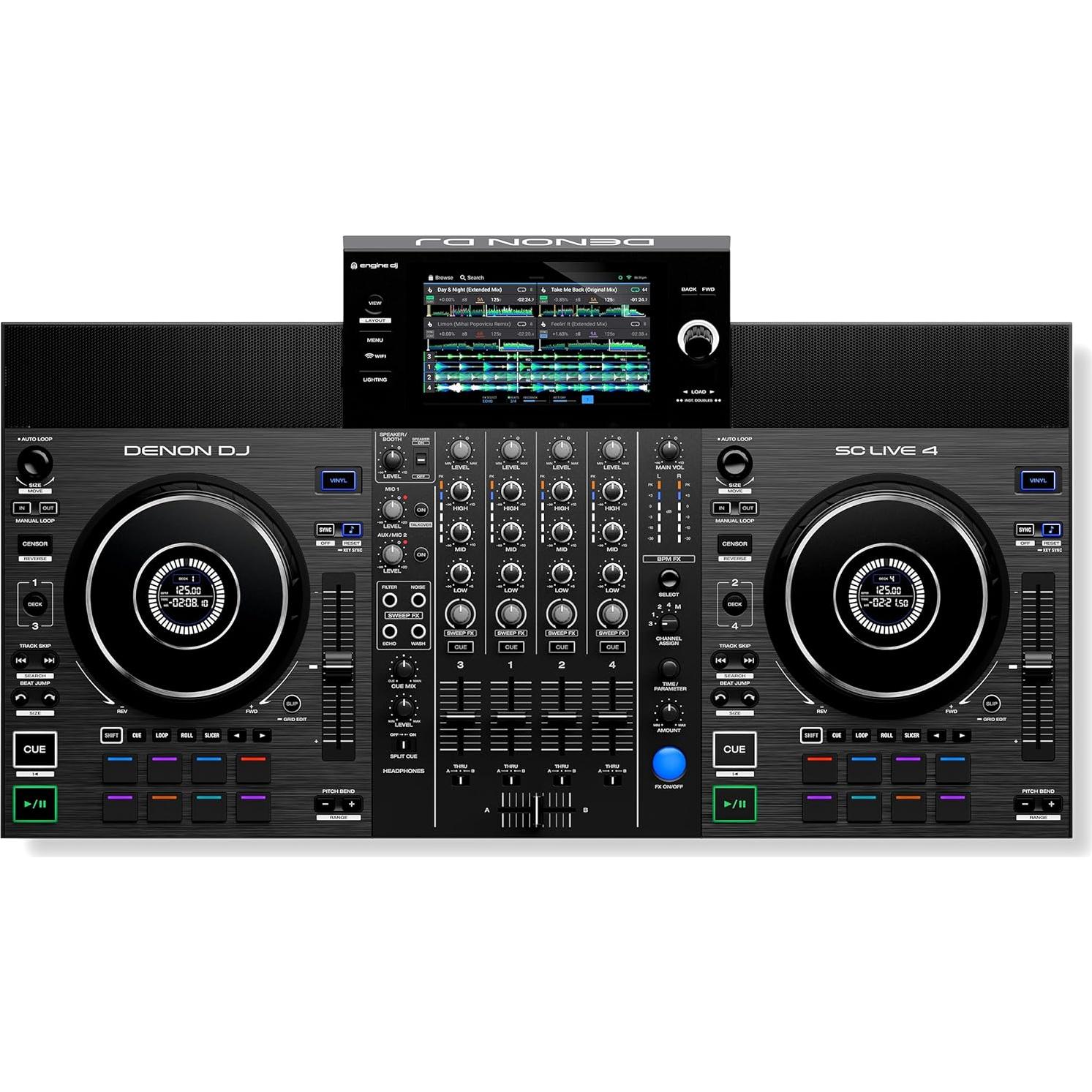 Controlador DJ Denon SC LIVE 4 con altavoces y Wi-Fi