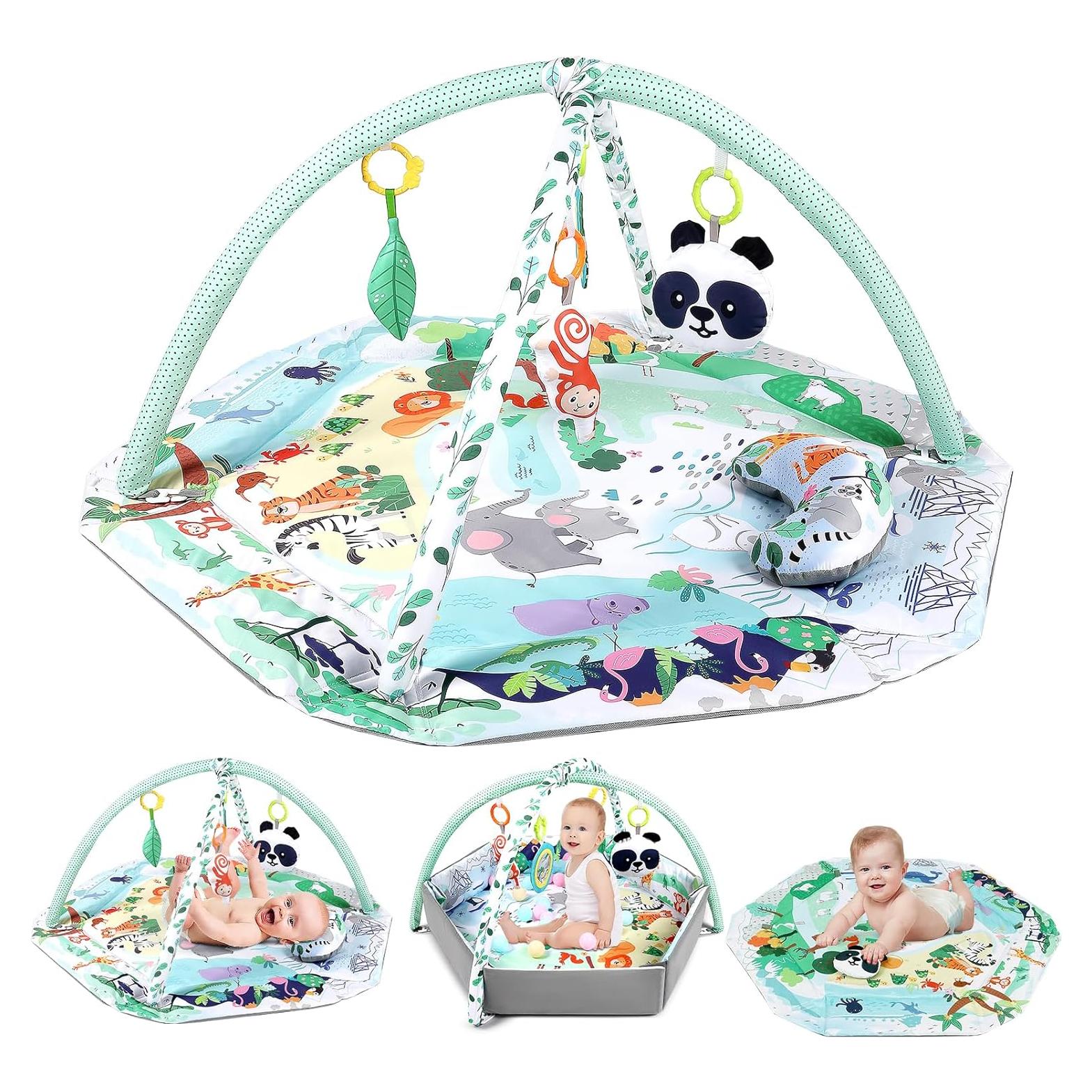 Alfombra de Juego 4-en-1 Dearlomum con 6 Juguetes para Bebés