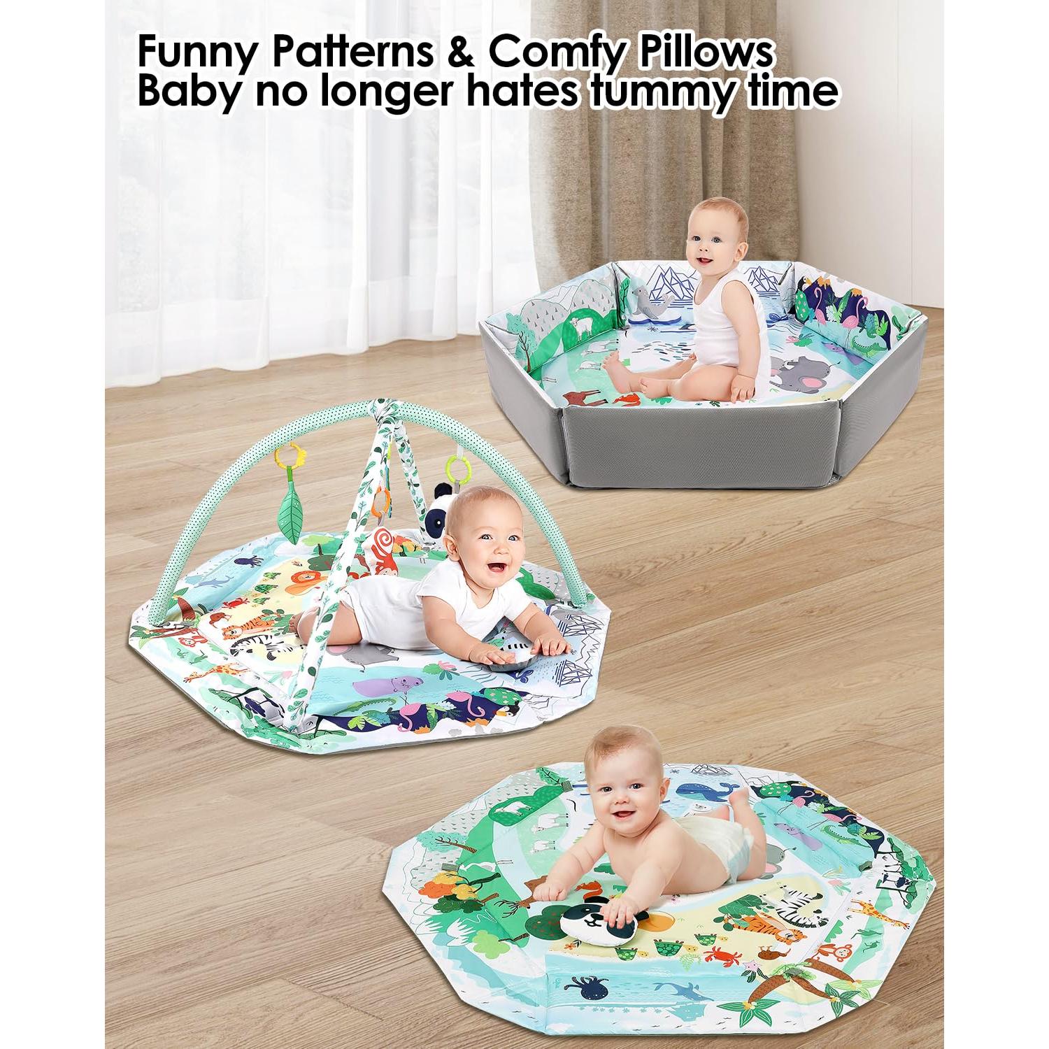 Alfombra de Juego 4-en-1 Dearlomum con 6 Juguetes para Bebés