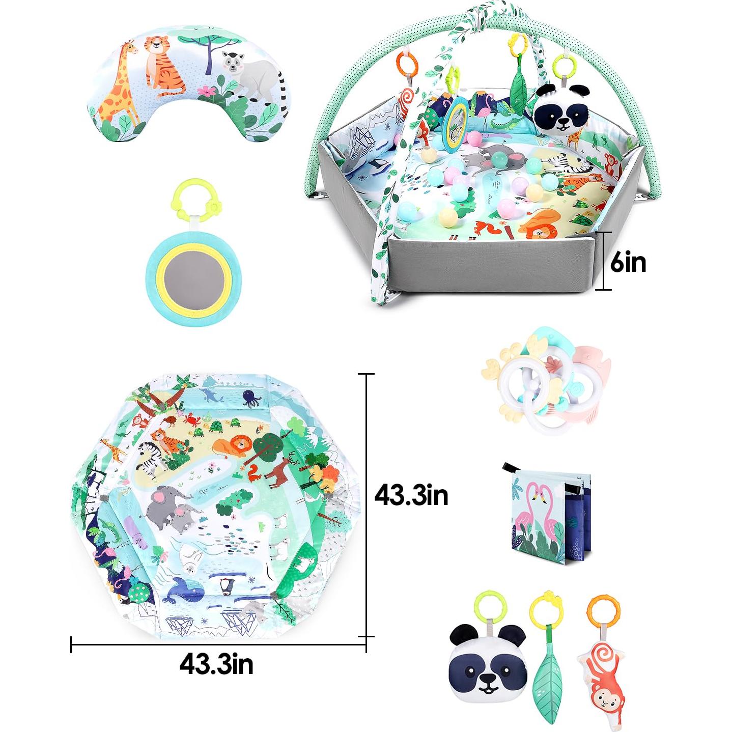 Alfombra de Juego 4-en-1 Dearlomum con 6 Juguetes para Bebés