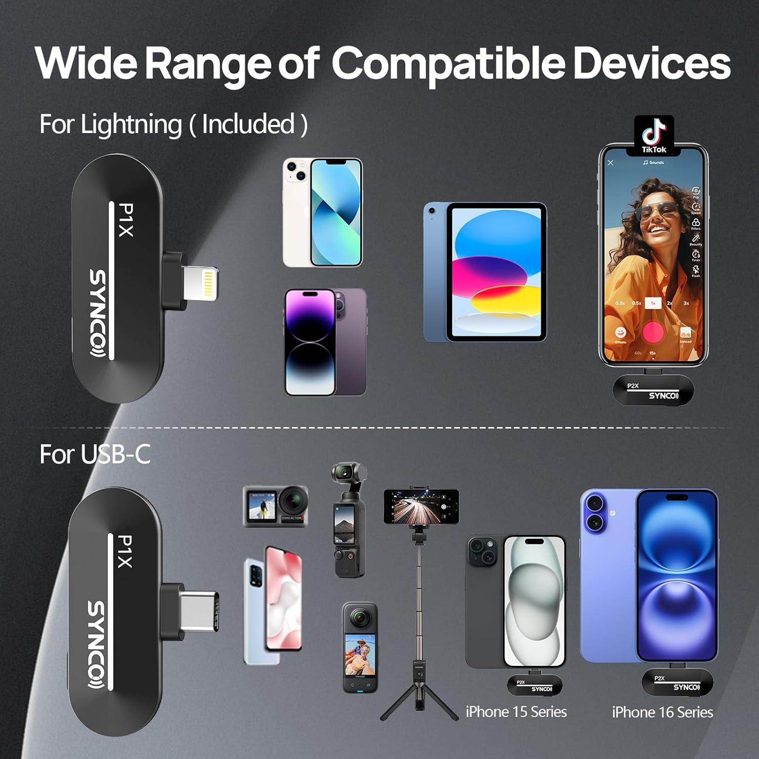 Micrófono Lavalier Inalámbrico SYNCO para iPhone 2 Mic