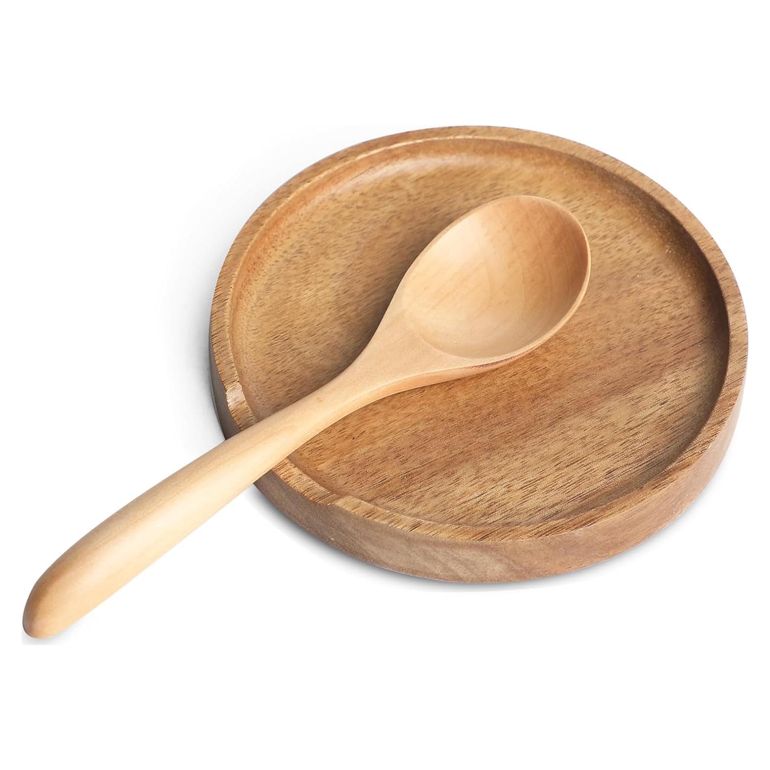 Soporte para cucharas de madera de acacia LBEMEY con pies antideslizantes