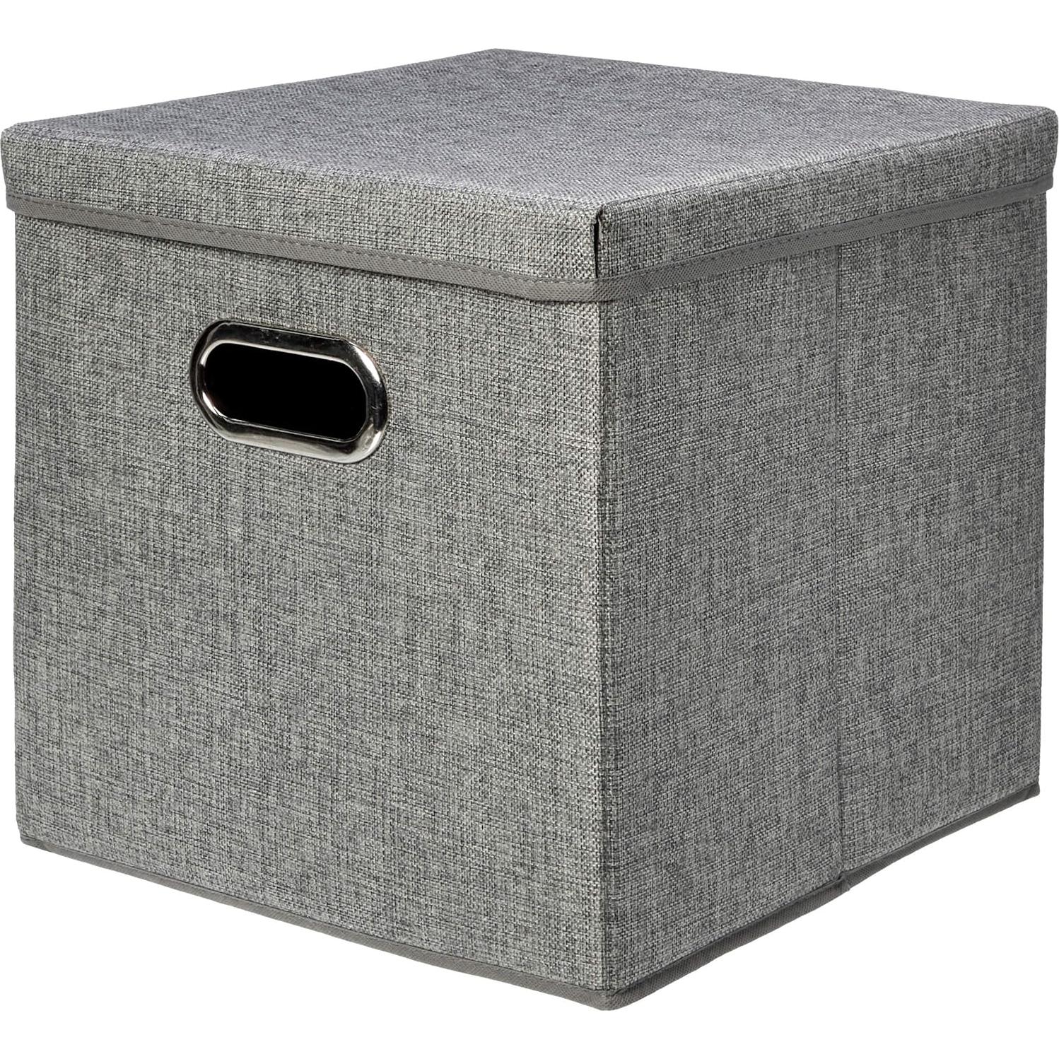 Cesta de Almacenamiento Plegable Amazon Basics 33x33cm Gris - Juego de 2