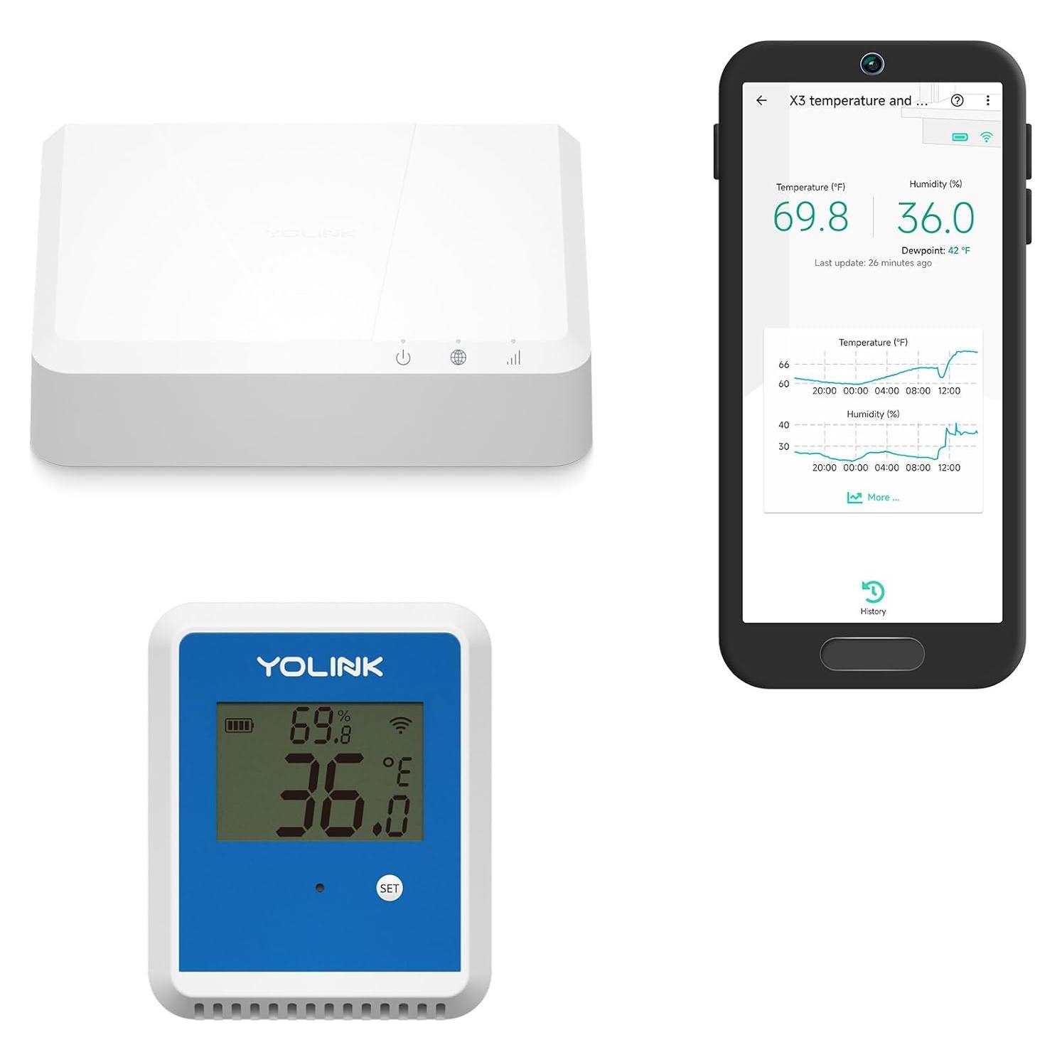 YoLink X3 Higrómetro y Termómetro con Hub Celular 4G LTE