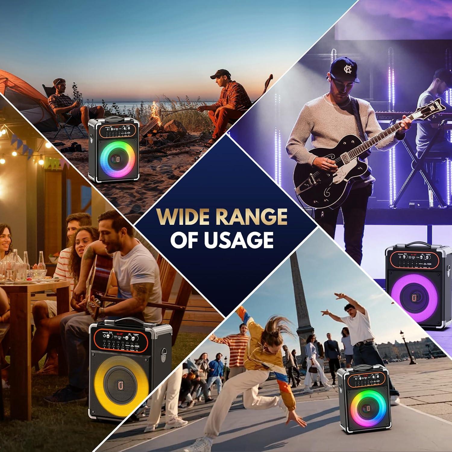 Máquina de Karaoke Bluetooth 5.3 con 2 Micrófonos y Luces