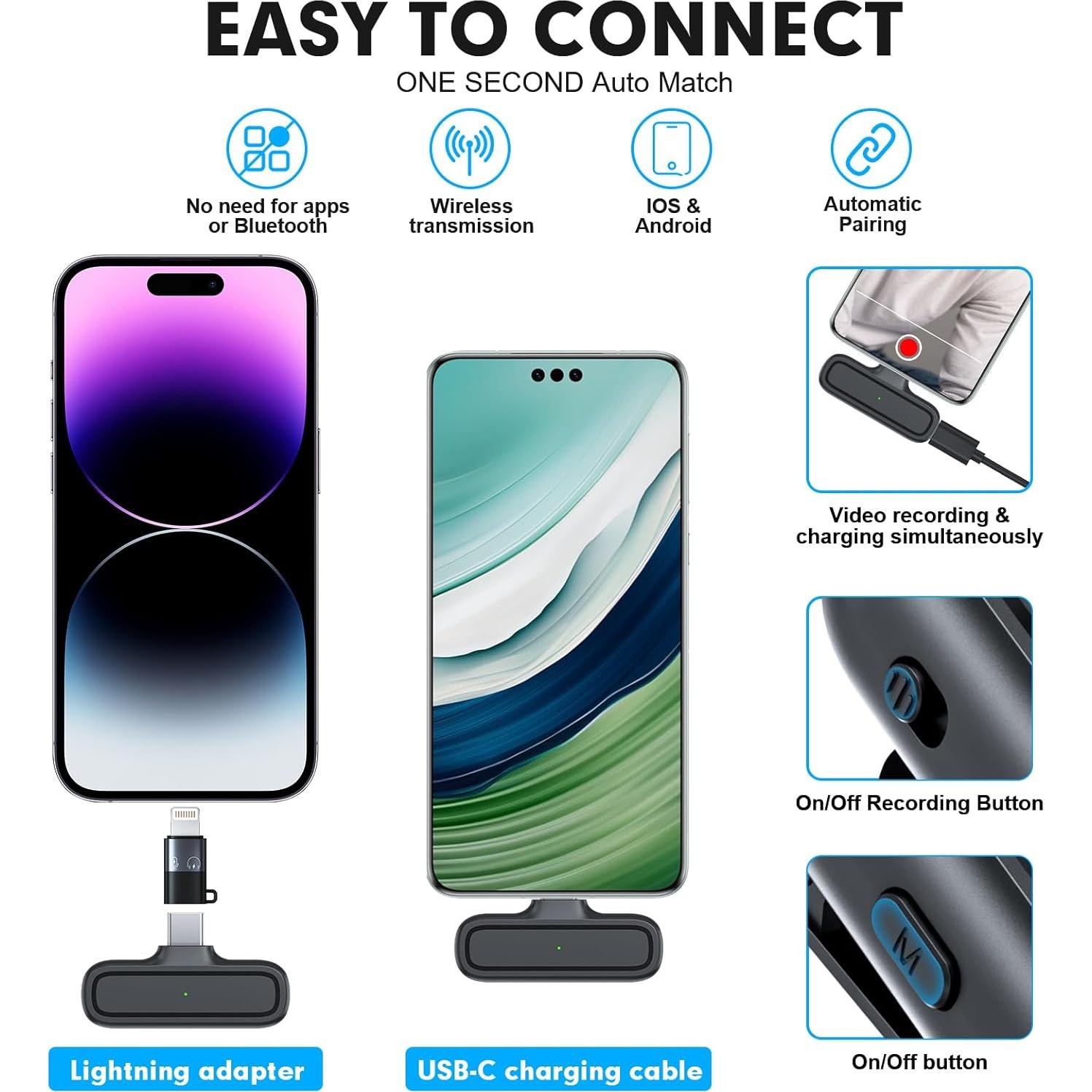 Micrófonos Lavalier Inalámbricos Nilone K61 Doble Captura