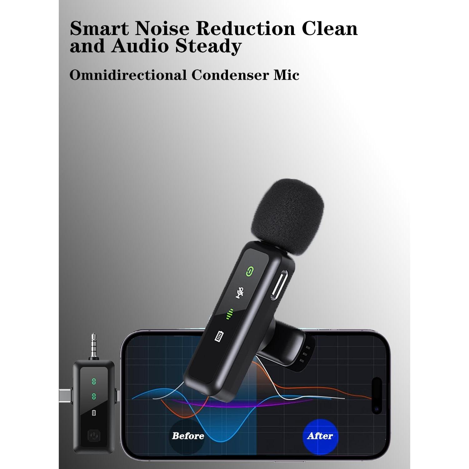 Micrófono Lavalier Inalámbrico JICIFU 3 en 1 para iPhone/Android