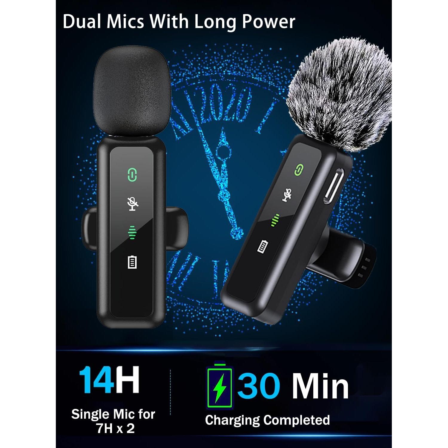 Micrófono Lavalier Inalámbrico JICIFU 3 en 1 para iPhone/Android