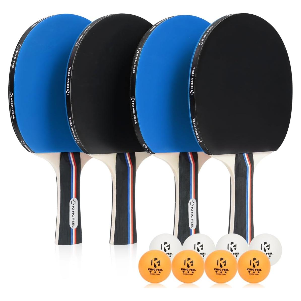Juego de Palas de Ping Pong KINGFEEL 4 Palas y 8 Pelotas