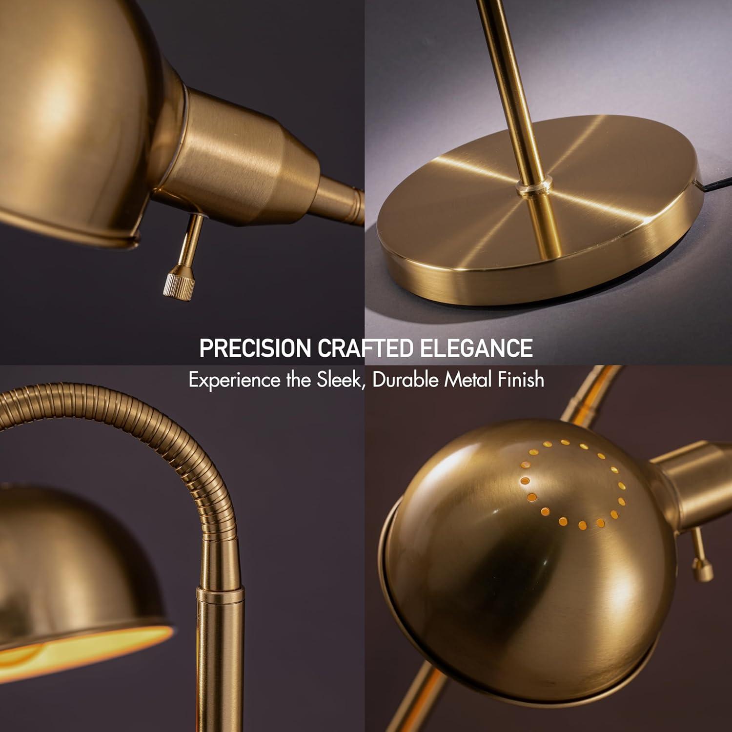 Lámpara de Pie O'Bright Nova Ajustable Cuello de Ganso Latón Antiguo