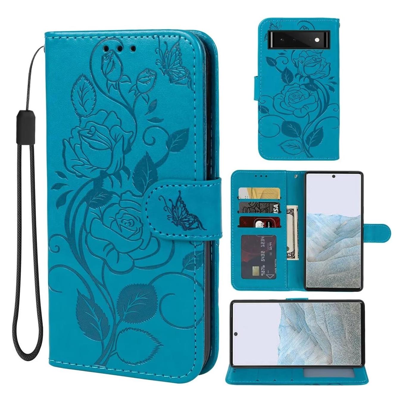 Funda de Cartera Vavies para Google Pixel 6 Pro 5G Azul