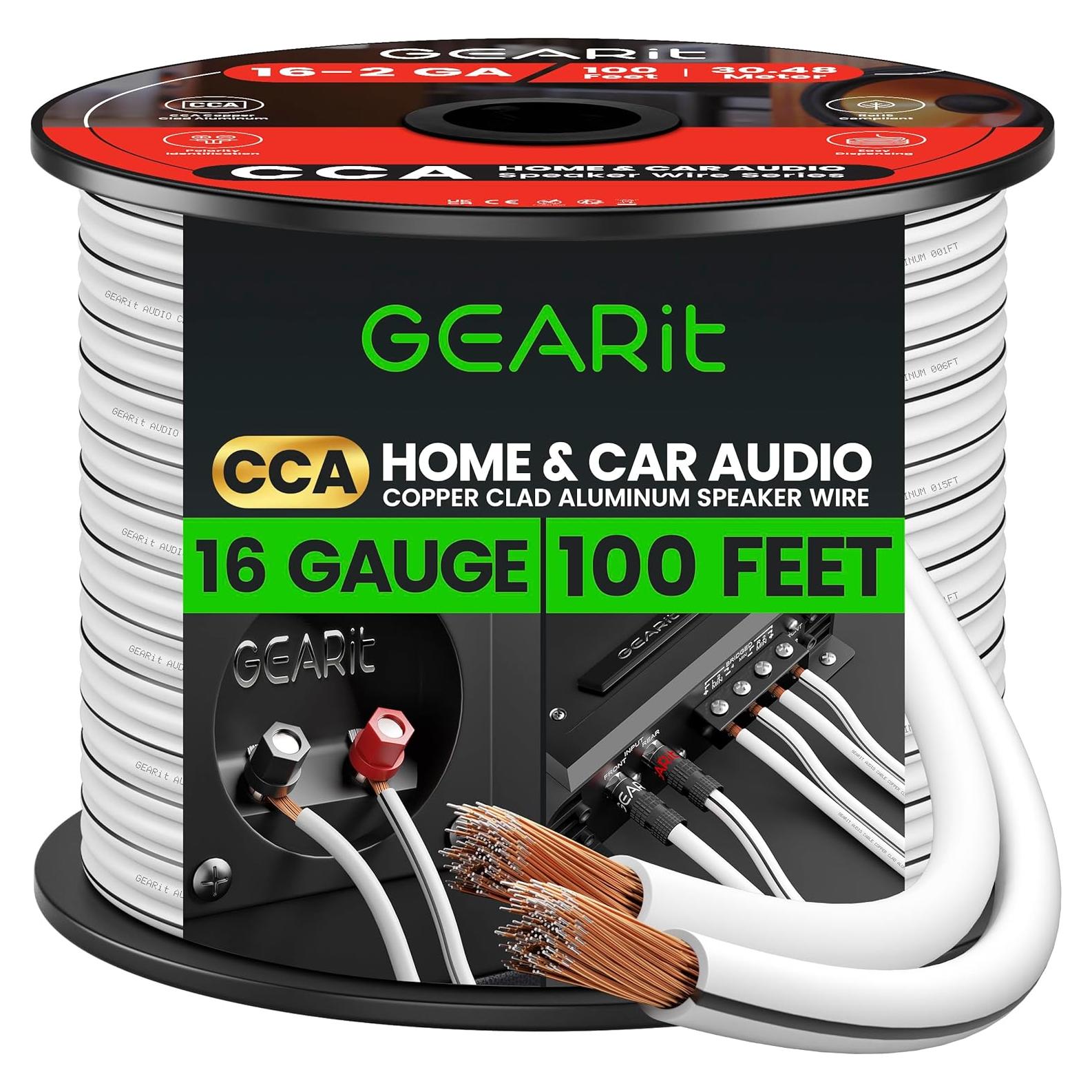 Cable de altavoz GearIT Pro 16AWG 30,48m blanco
