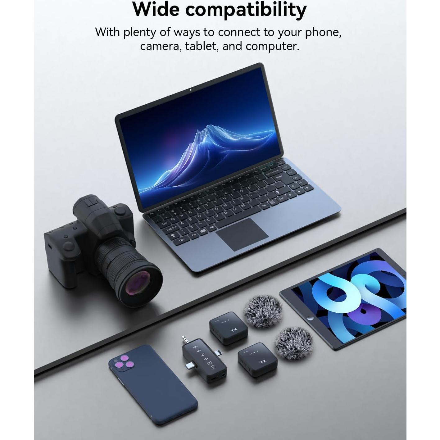 Micrófono Lavalier Inalámbrico PQRQP 100m 18h Batería