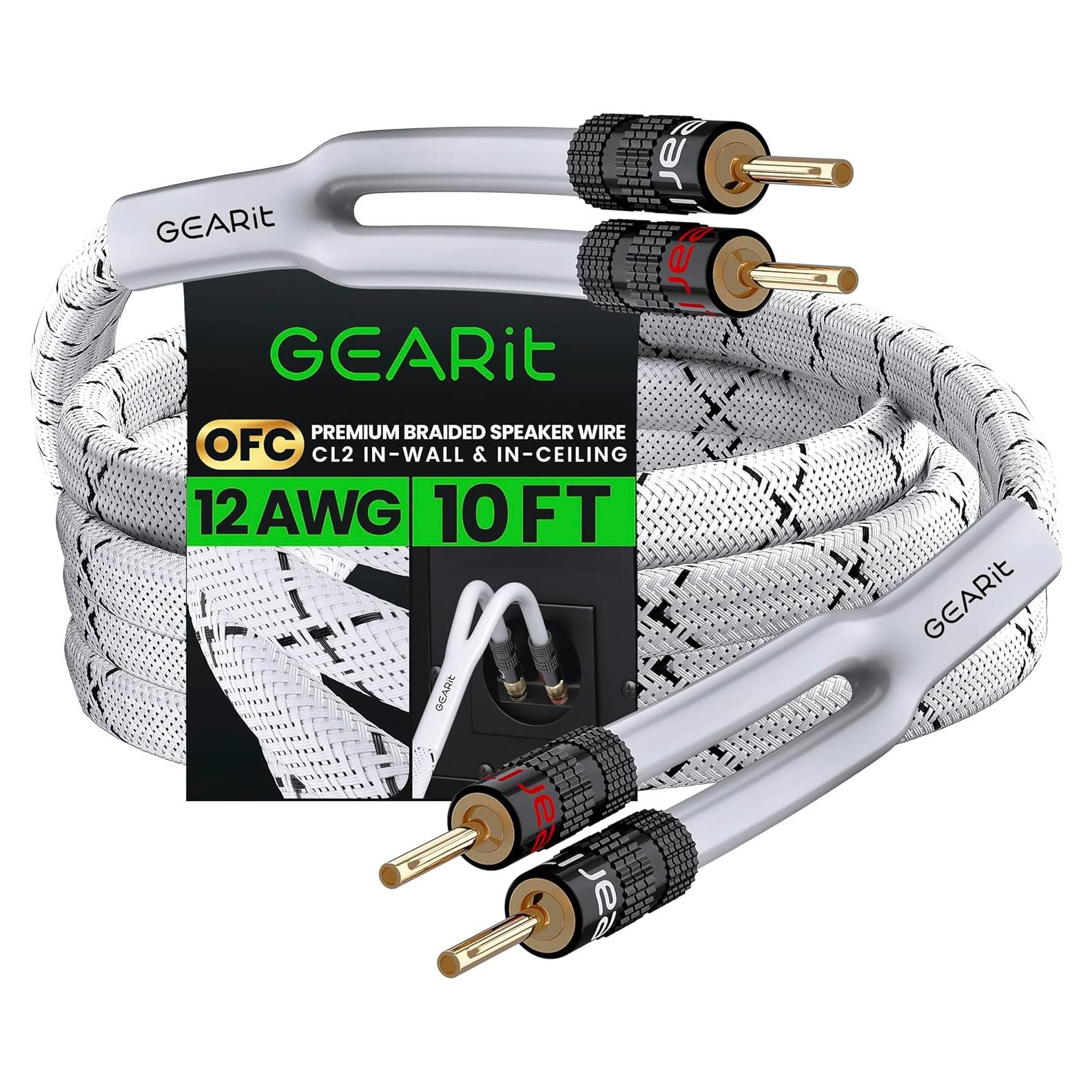 Cable de Altavoz GEARit 12AWG 3m con Banana Plugs Blanco