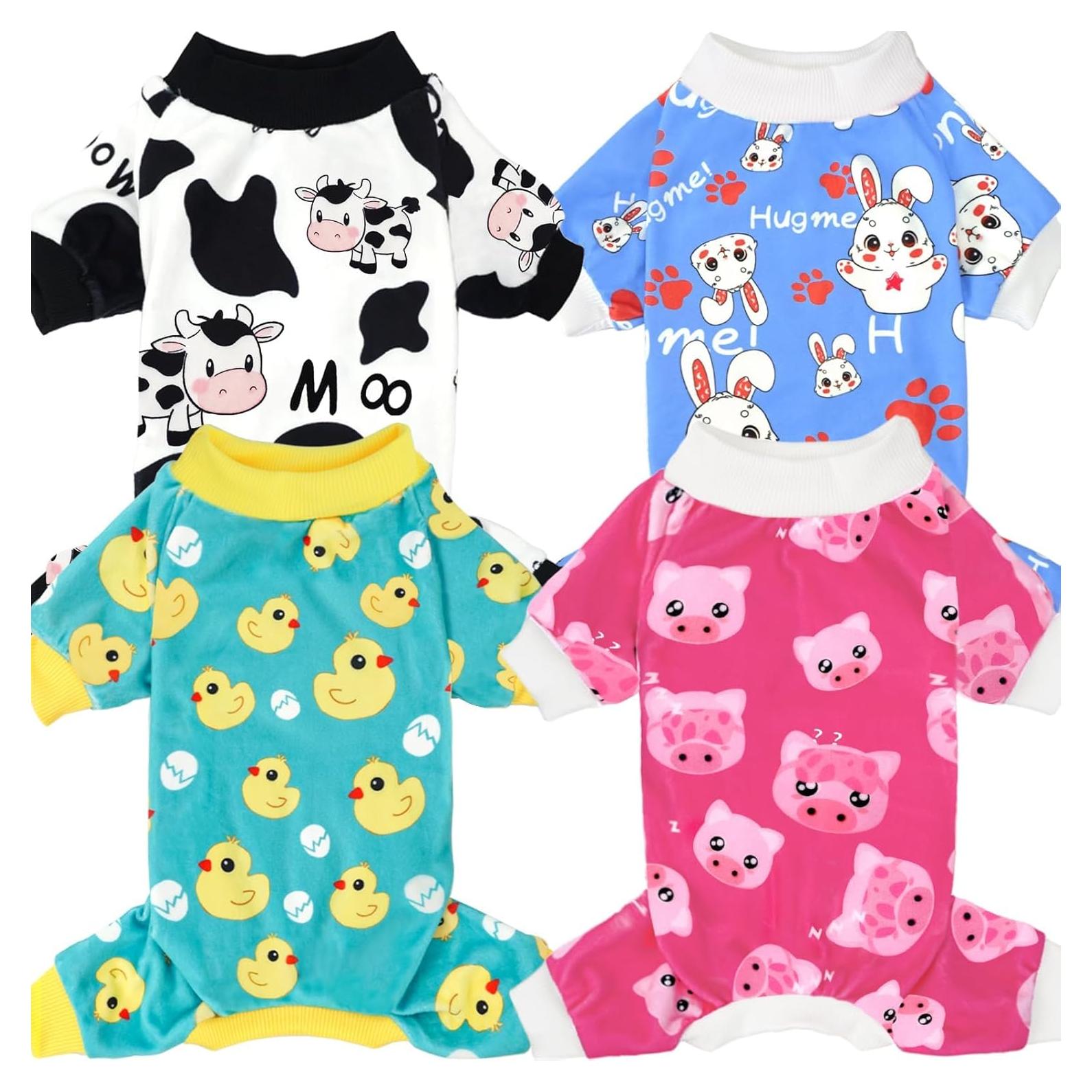 Pijamas para Perros XPUDAC 4 Piezas Pequeños Navidad