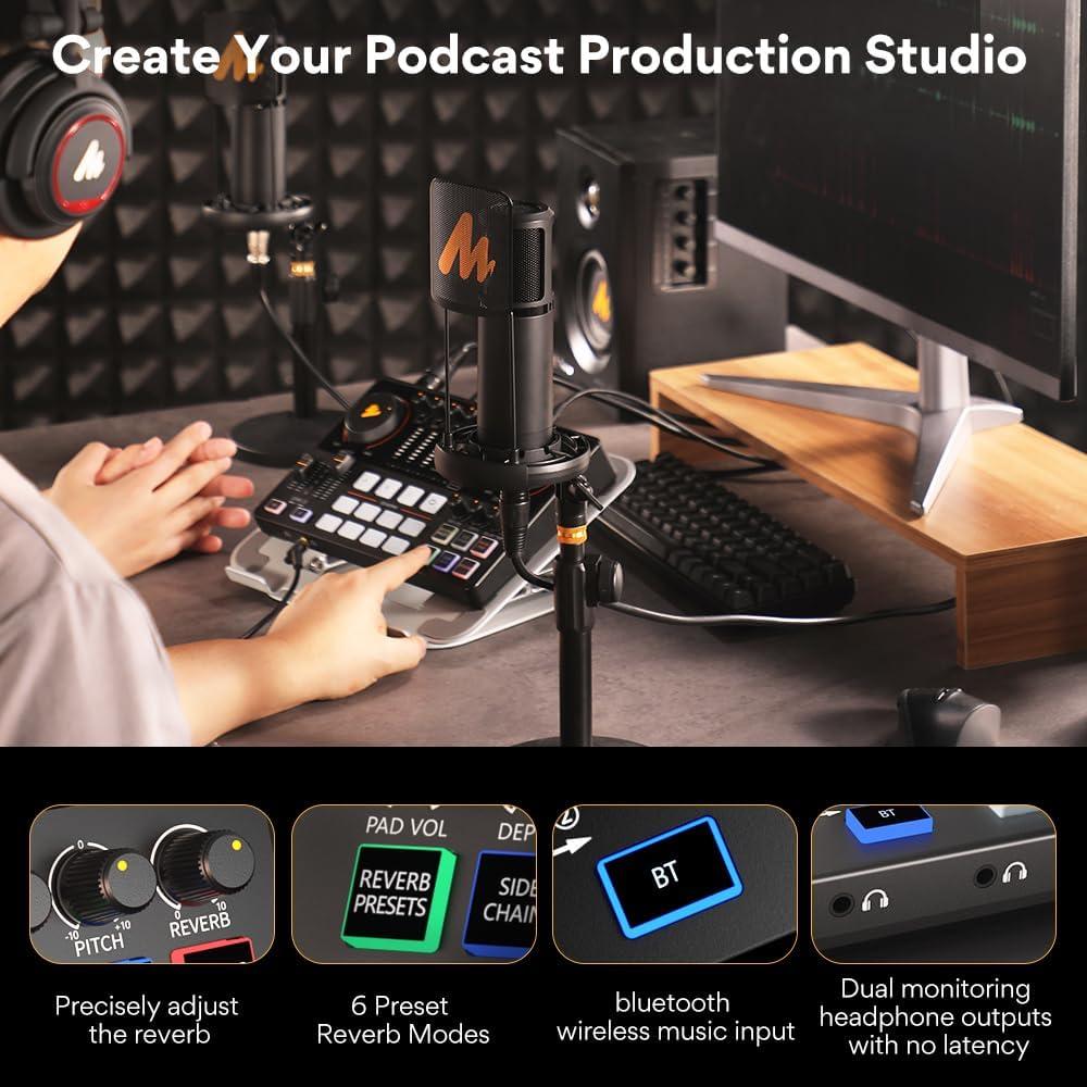 Paquete de Podcast Maono AME2A con Micrófono XLR y Bluetooth