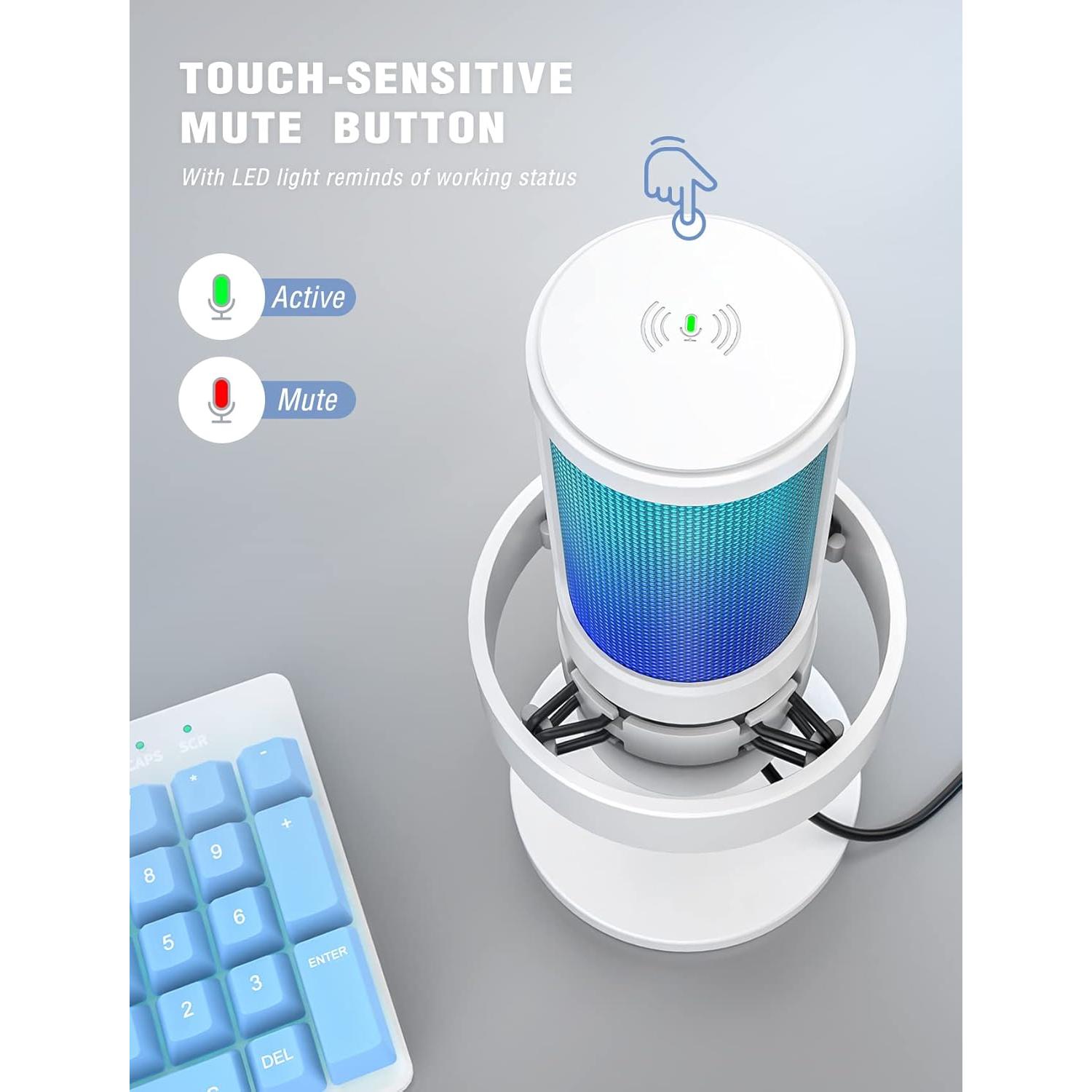 Micrófono USB FIFINE A8 Blanco para Gaming y Streaming