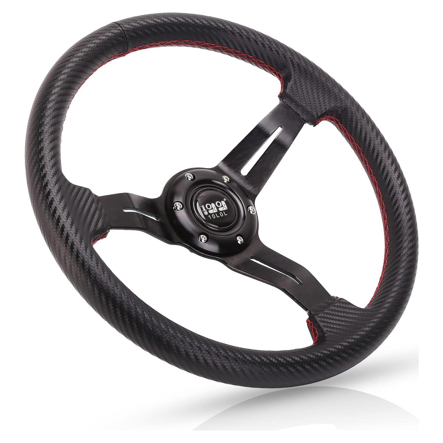 Volante de Carrito de Golf 10L0L Universal 35.56cm Negro Carbón