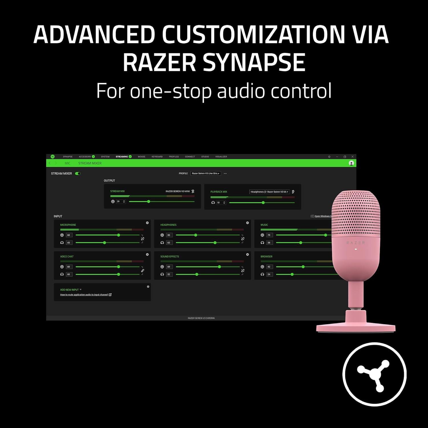 Micrófono Razer Seiren V3 Mini USB - Supercardioide Cuarzo