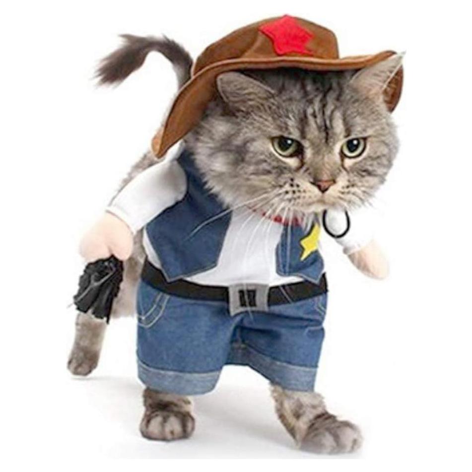 Disfraz de perro vaquero NACOCO con sombrero Azul Pequeño