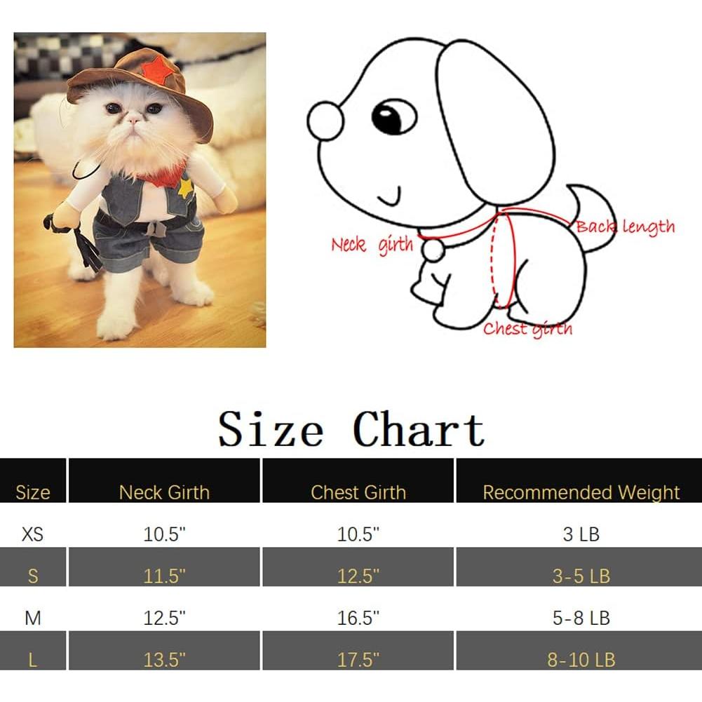 Disfraz de perro vaquero NACOCO con sombrero Azul Pequeño