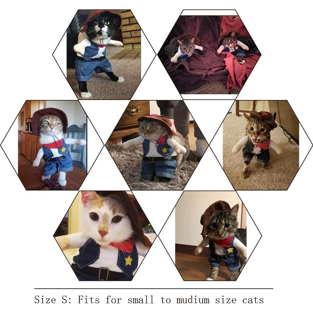 Disfraz de perro vaquero NACOCO con sombrero Azul Pequeño