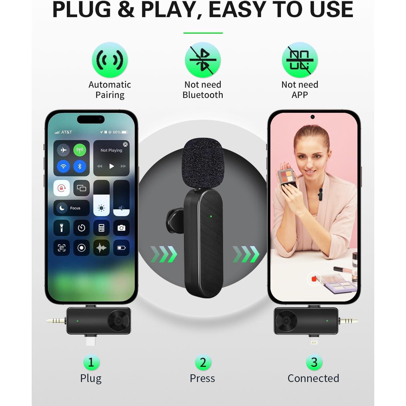 Micrófono Lavalier Inalámbrico Tearstone 3 en 1 para iPhone