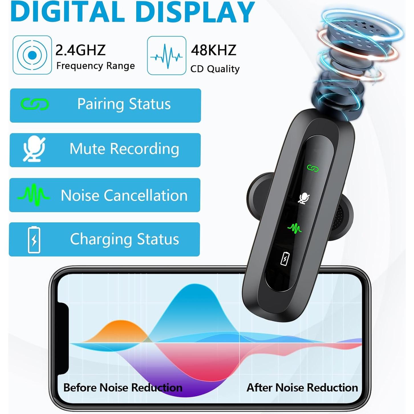 Micrófono Inalámbrico Lavalier K3 para iPhone/Android LED