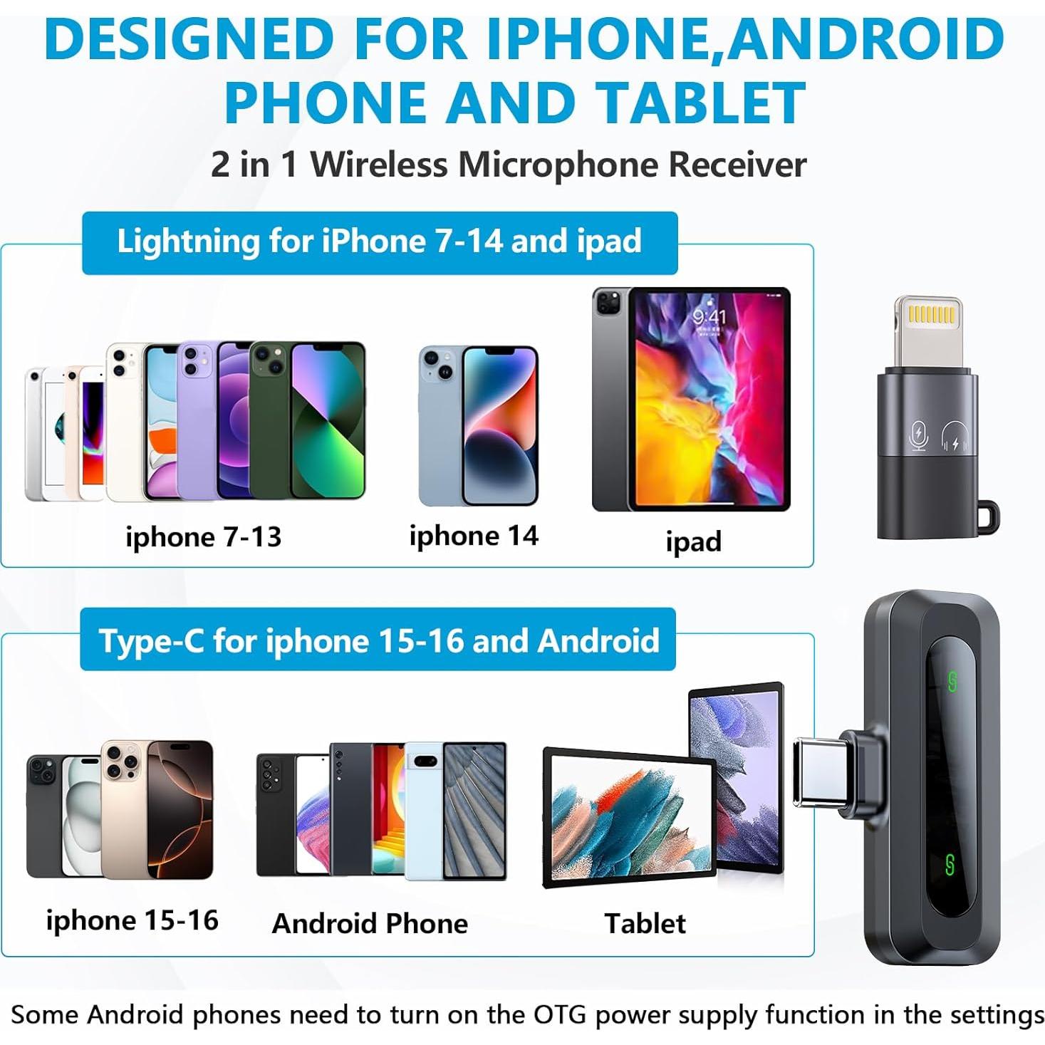 Micrófono Inalámbrico Lavalier K3 para iPhone/Android LED