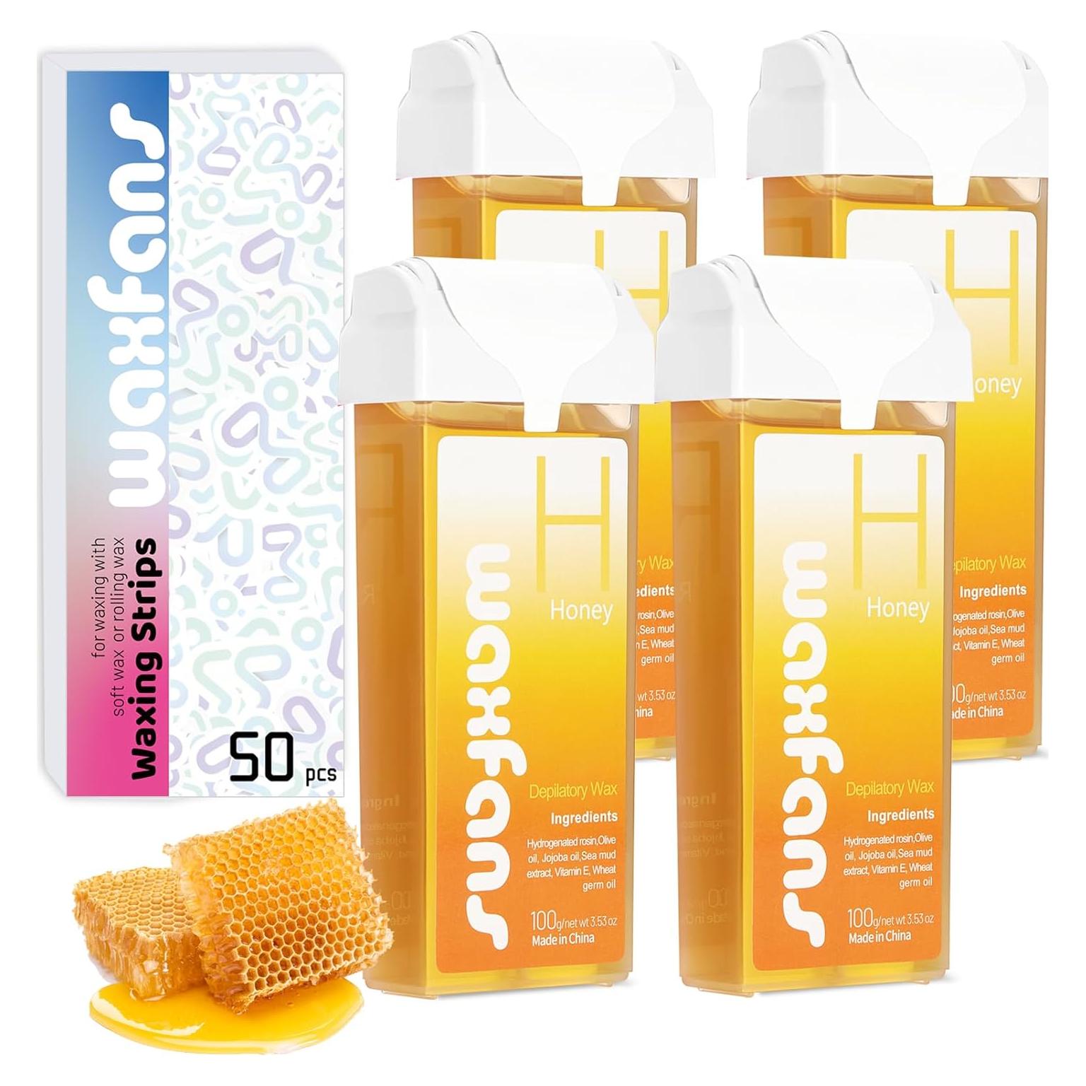 Recarga de Cera Roll On Waxfans Miel 4x100g para Depilación