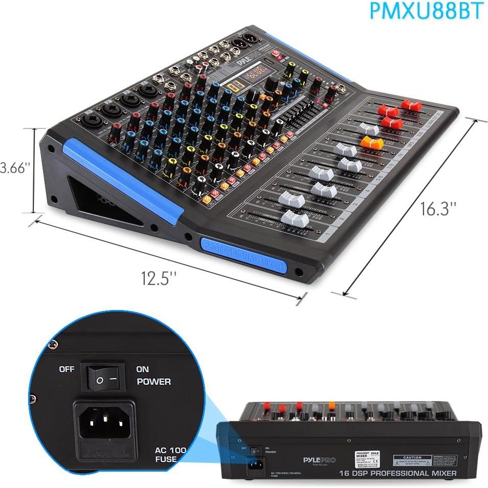 Mezclador de Audio Pyle PMXU88BT 8 Canales Bluetooth