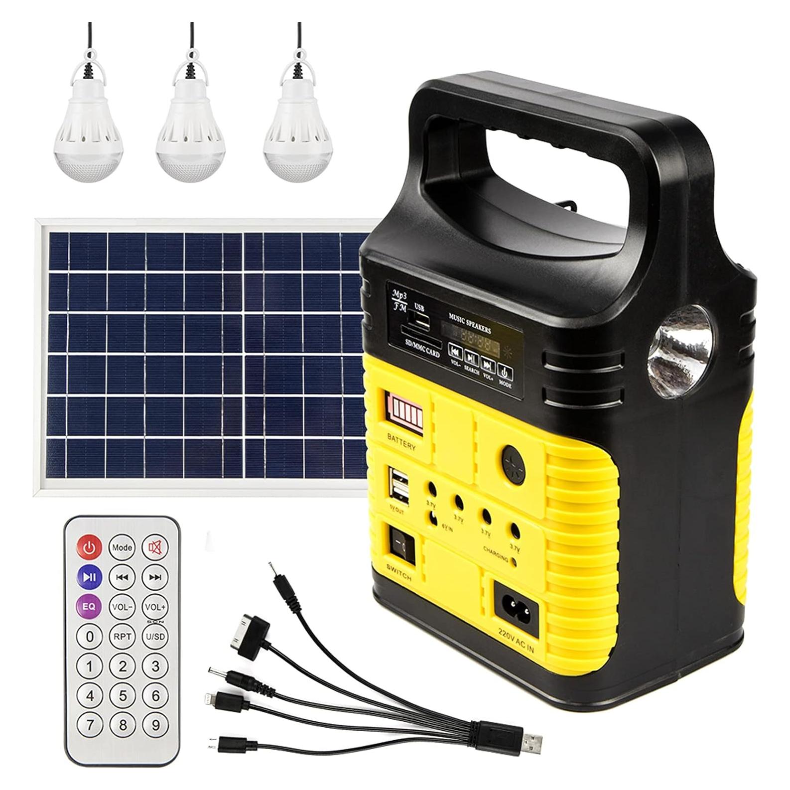 Generador Solar Upusa 10000mAh con Panel y 3 Lámparas LED