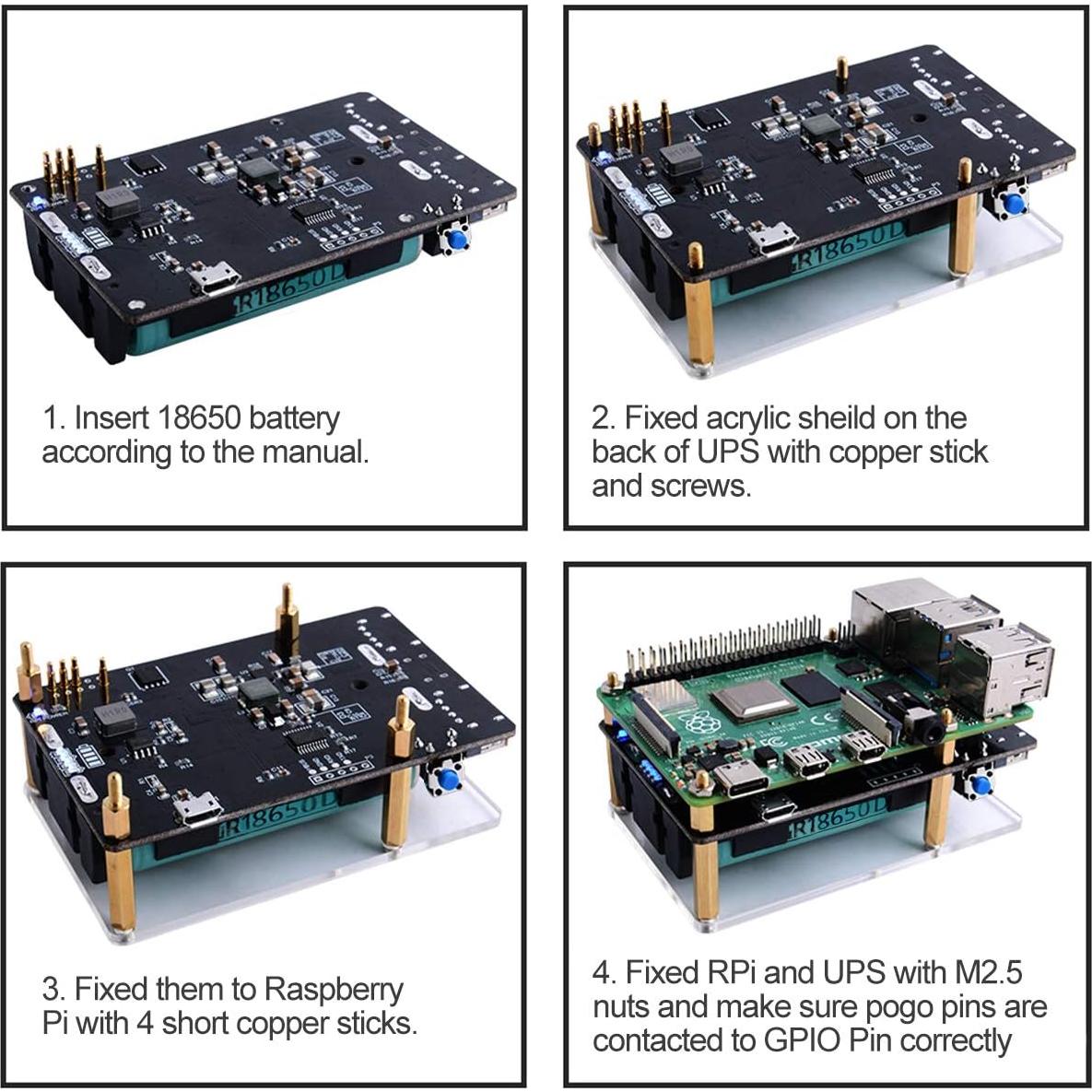 UPS MakerHawk para Raspberry Pi 4B/3B+ 5V Cargador