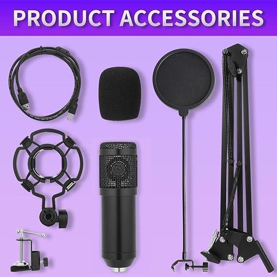 Micrófono USB Condensador Cardioide TOPUPHOE con Brazo Ajustable